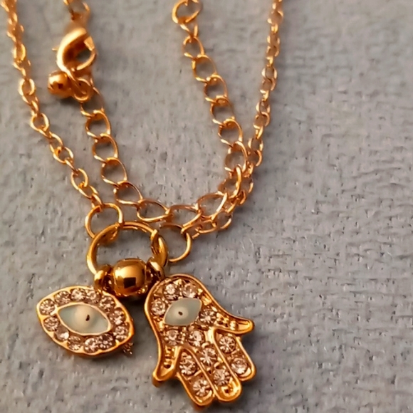 Hamsa Evil Eye Necklace - 2 charms - New - Picture 2 of 5